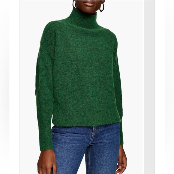 Topshop Sweaters - 🍀 Topshop Textured Funnel Neck Sweater in Green 🍀